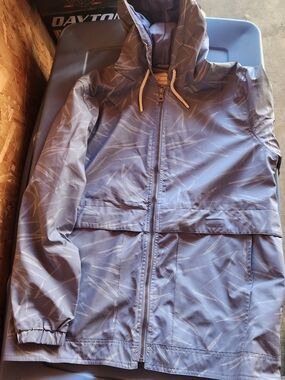 Light Steel Blue Windbreaker Jacket with Subtle White Streaks